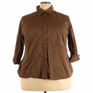 Avenue 3/4 Sleeve Hidden Button-Down Shirt Size 26